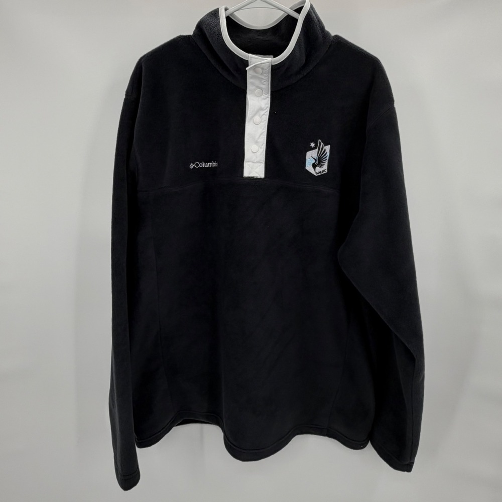 Columbia Fleece Pullover Mens XL Black Minnesota United FC MNUFC Snap Neck - Picture 2 of 6